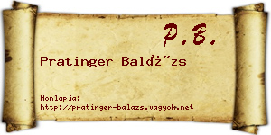 Pratinger Balázs névjegykártya